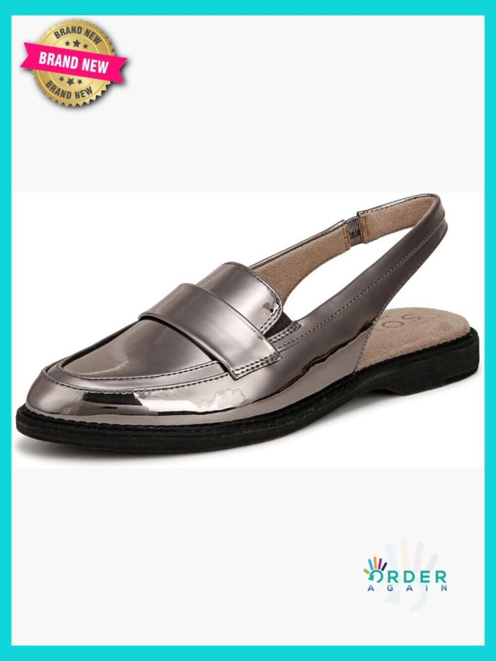 Slingback Loafers Flat Almond Toe Casual Office Everyday Travel Memory Foam